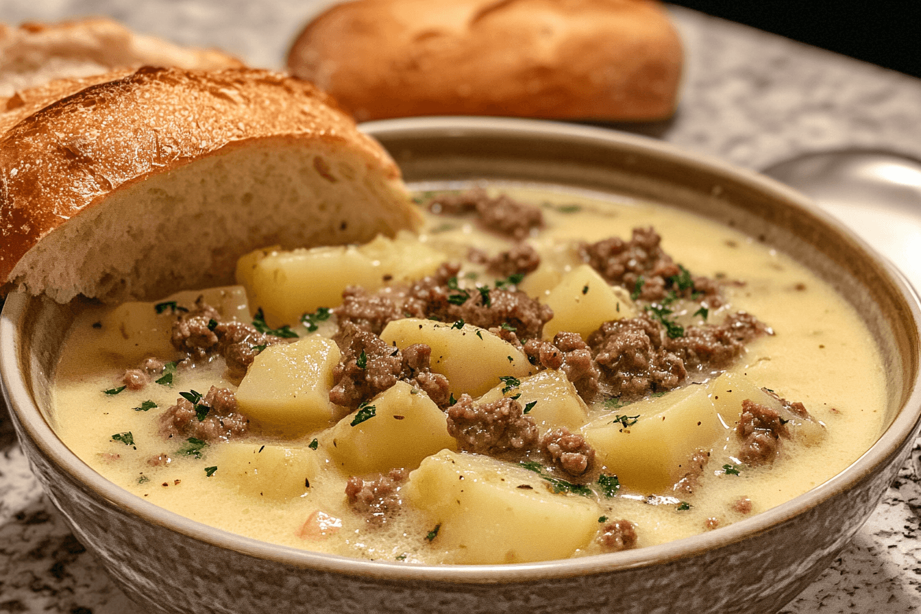 creamy potato and hamburger soup