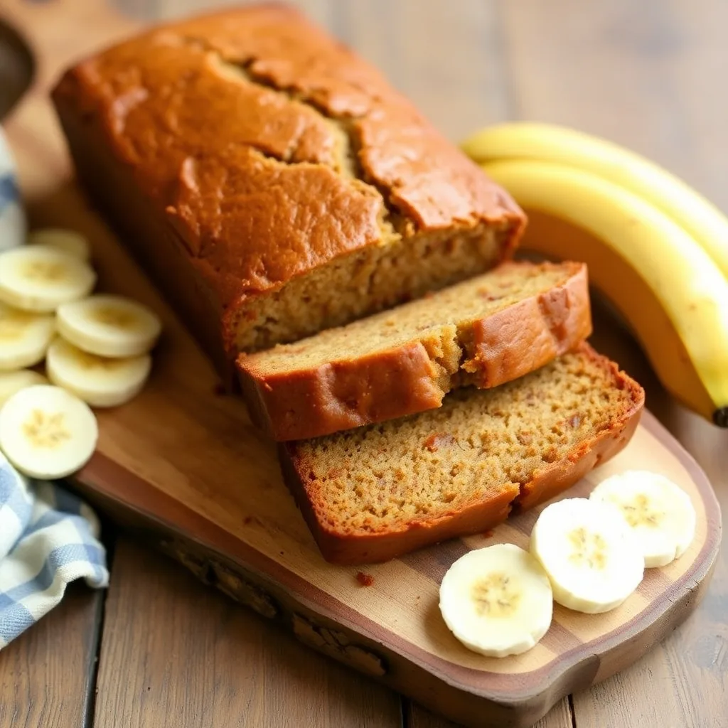 Homemade 4 ingredient banana bread fresh from oven