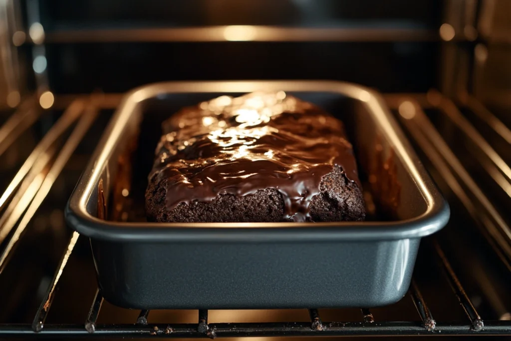 Hot Fudge Brownie Bread baked