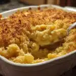 Homemade Baked Mac and Cheese on white table
